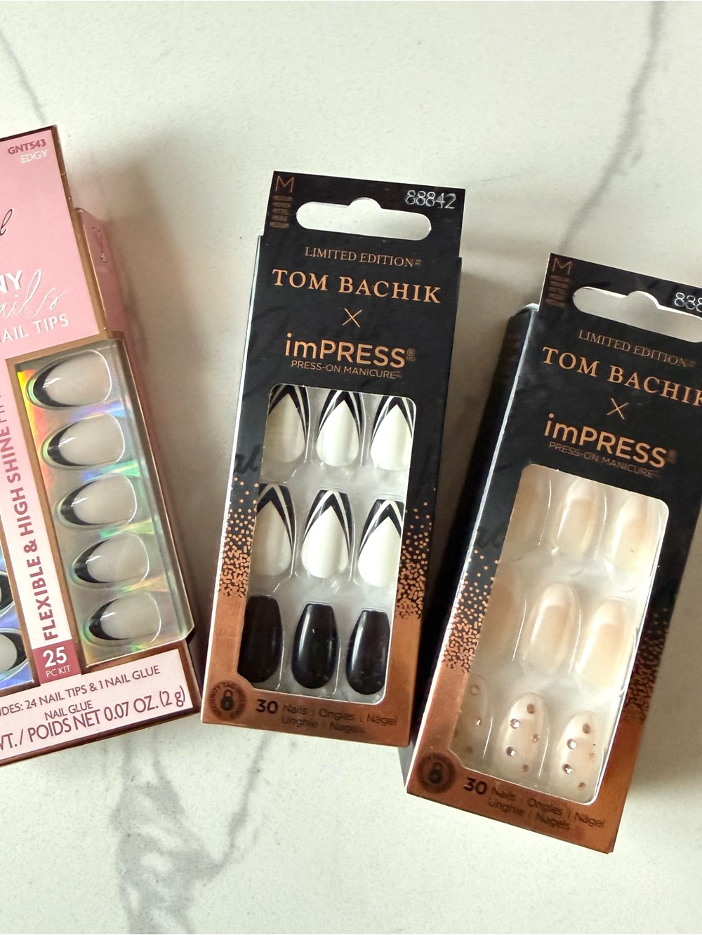 ImPress Press-On Manicure - Black & White French Accent Nails Tom Bachik